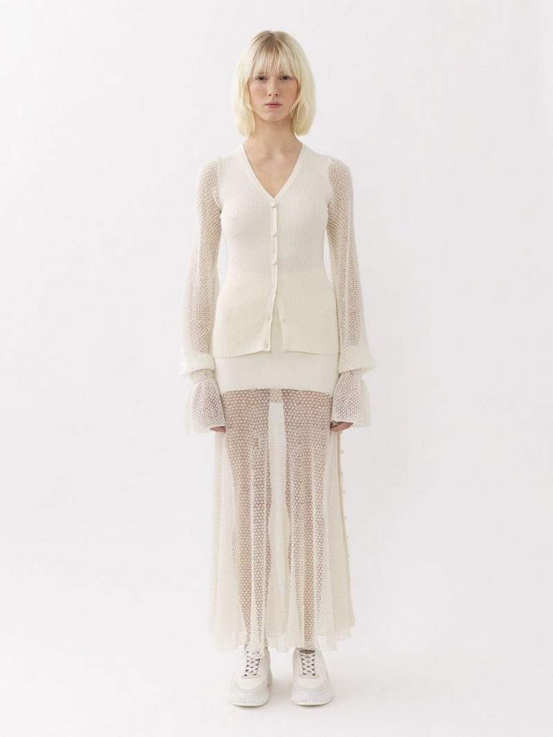 Prendas De Punto Chloe Fitted Cardigan Blancas | CHE-SR13941