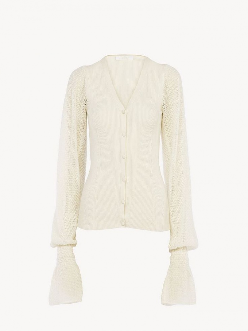 Prendas De Punto Chloe Fitted Cardigan Blancas | CHE-SR13941