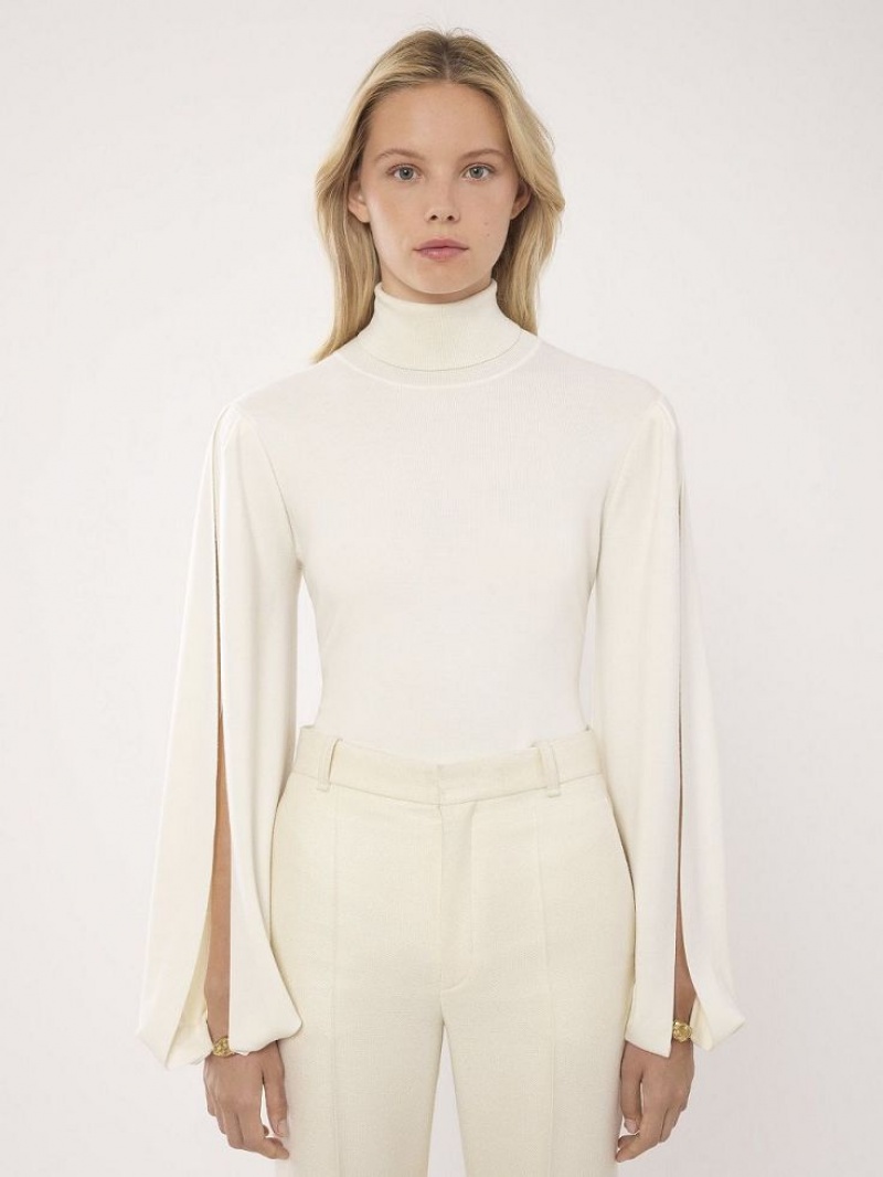 Prendas De Punto Chloe Fitted Mock-neck Blancas | CHE-SR13958