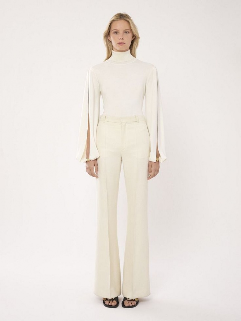 Prendas De Punto Chloe Fitted Mock-neck Blancas | CHE-SR13958