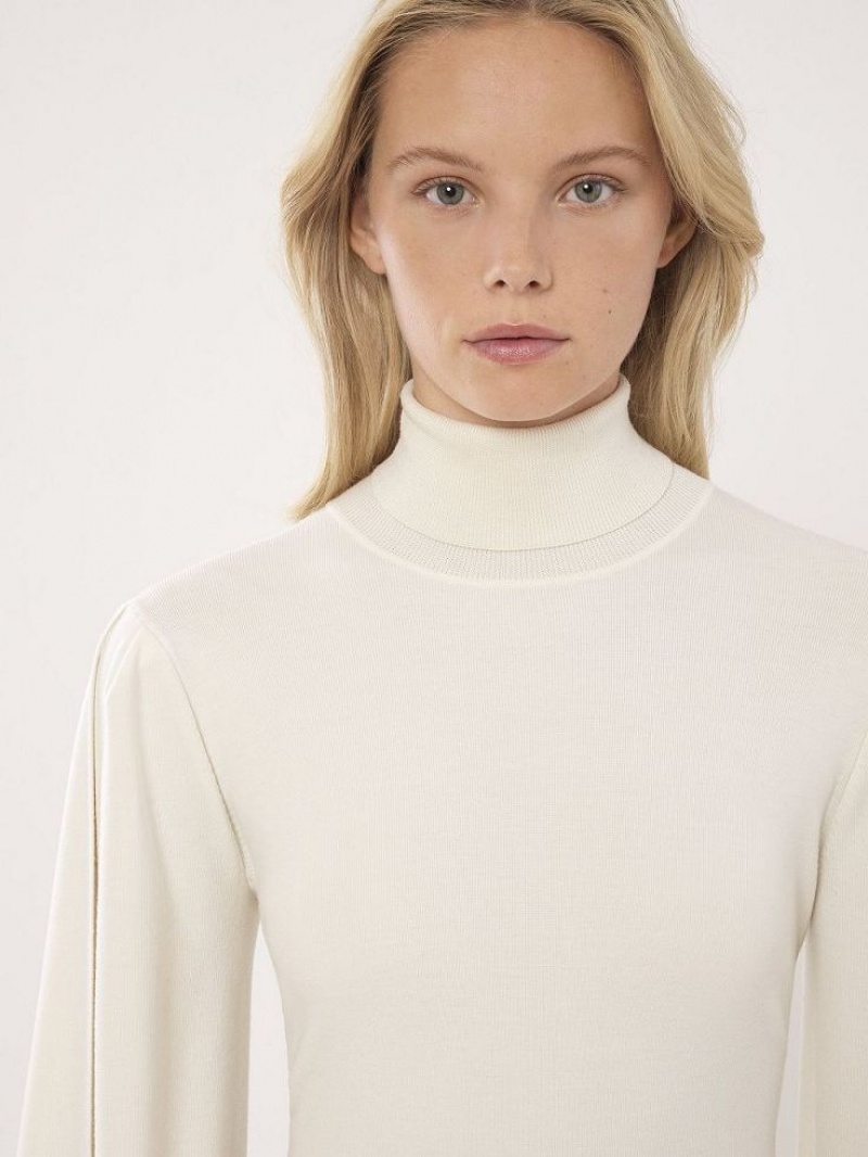 Prendas De Punto Chloe Fitted Mock-neck Blancas | CHE-SR13958