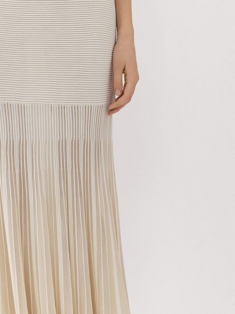 Prendas De Punto Chloe Flared Maxi Blancas | CHE-SR13940