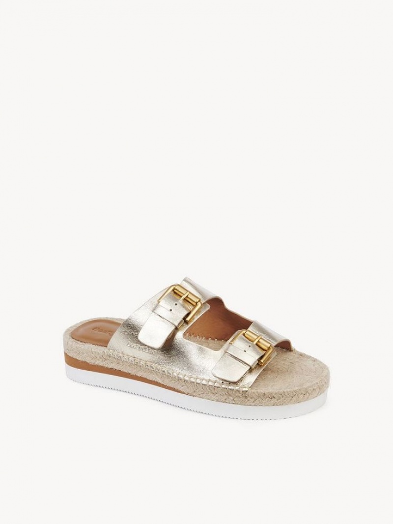 Sandalias Chloe Glyn Plataforma Alpargata Plateadas | CHE-SR14802