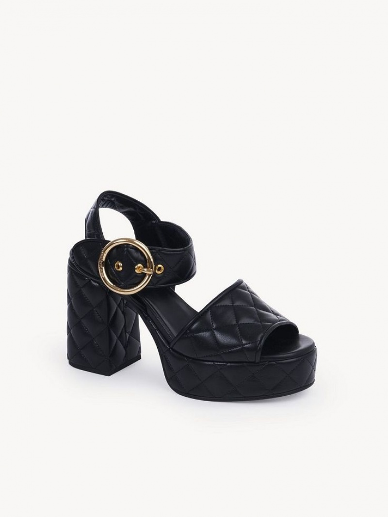 Sandalias Chloe Jodie Plataforma Negras | CHE-SR14813