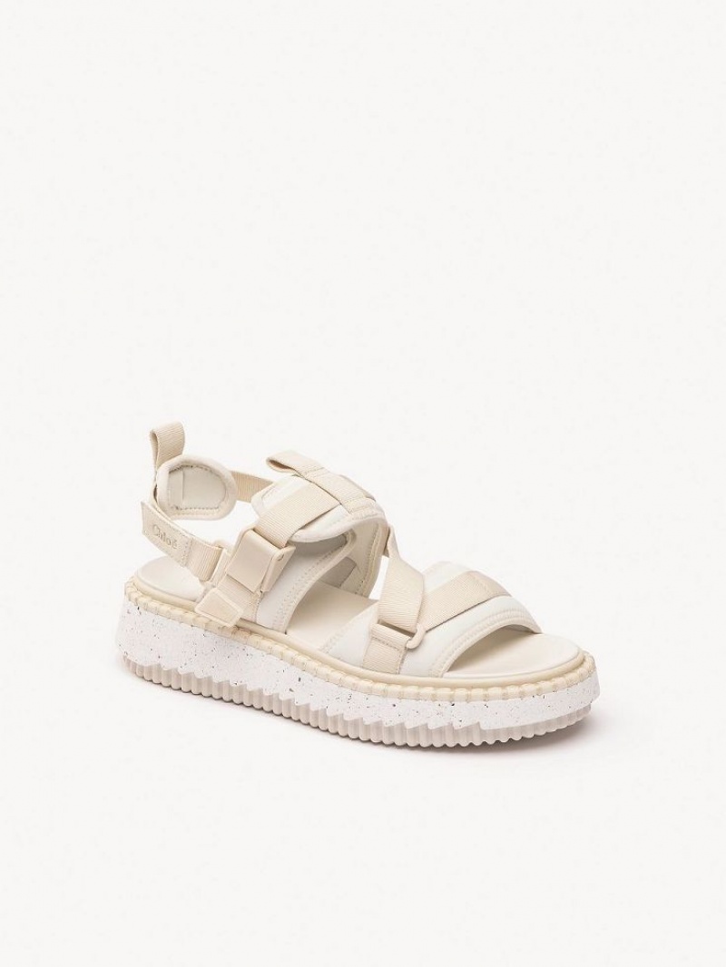 Sandalias Chloe Lilli Planos Blancas | CHE-SR14175