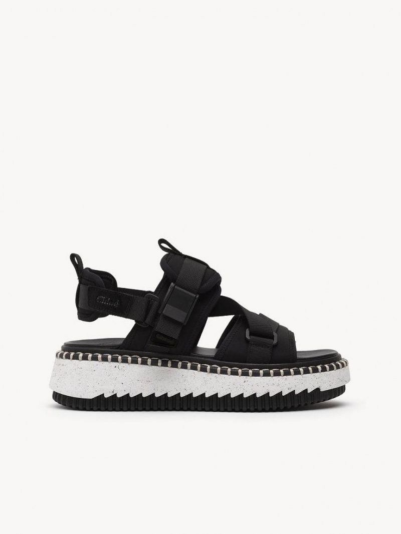 Sandalias Chloe Lilli Planos Negras | CHE-SR14170