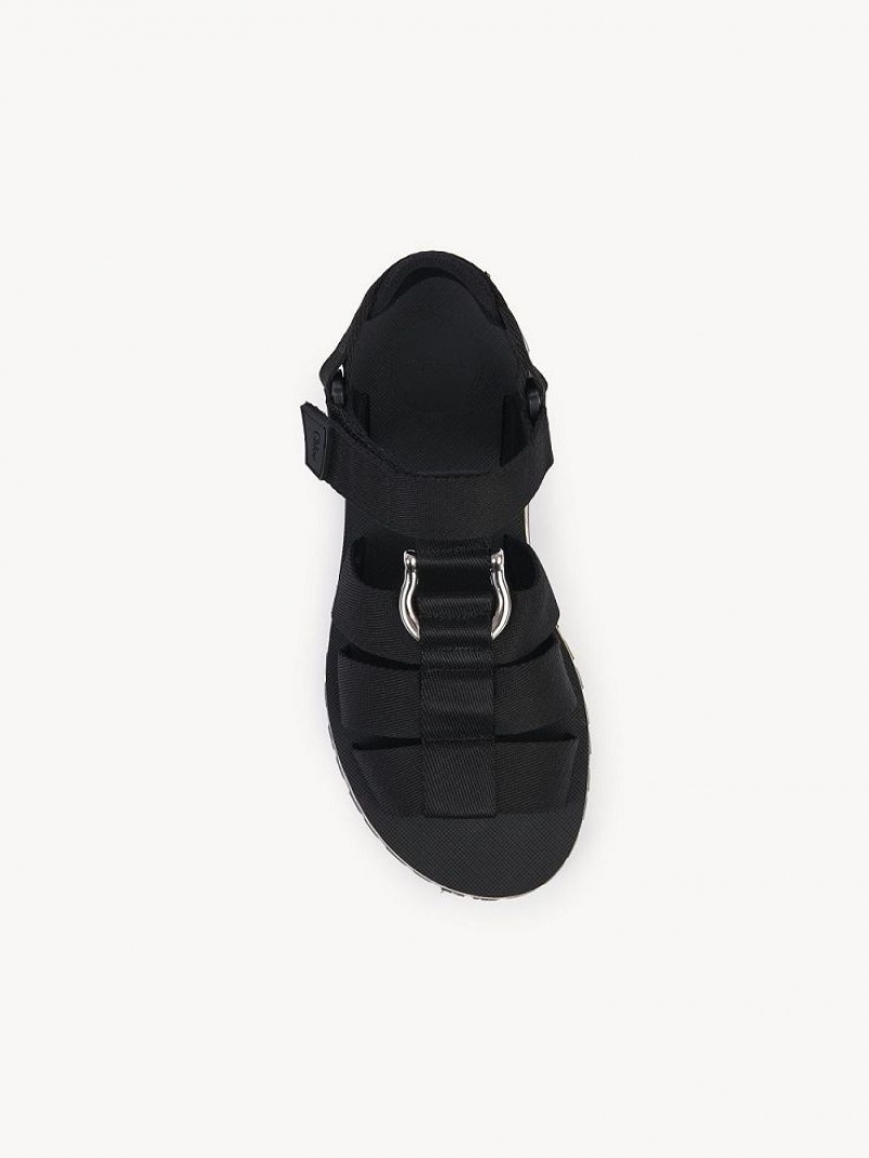 Sandalias Chloe Nikie Active Planos Negras | CHE-SR14169