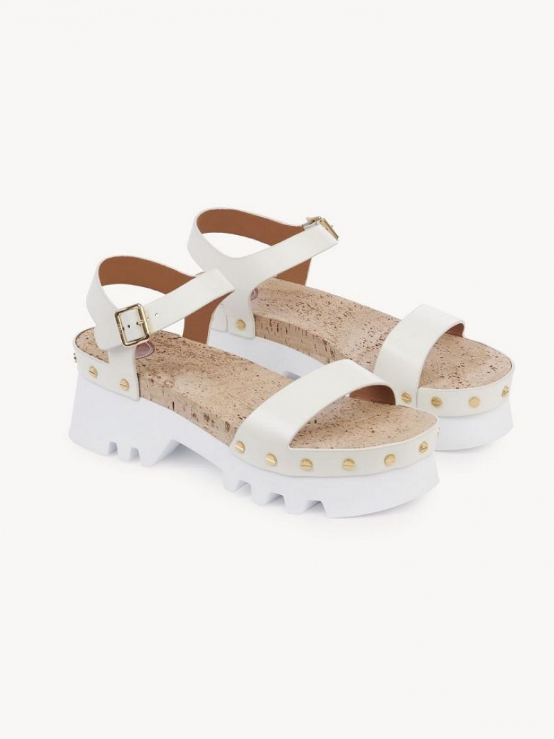 Sandalias Chloe Owena Plataforma Blancas | CHE-SR14162