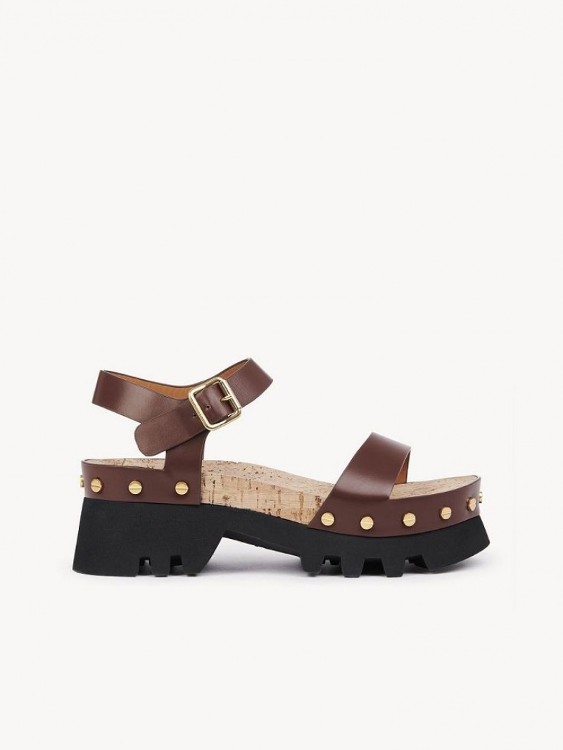 Sandalias Chloe Owena Plataforma Marrones | CHE-SR14161