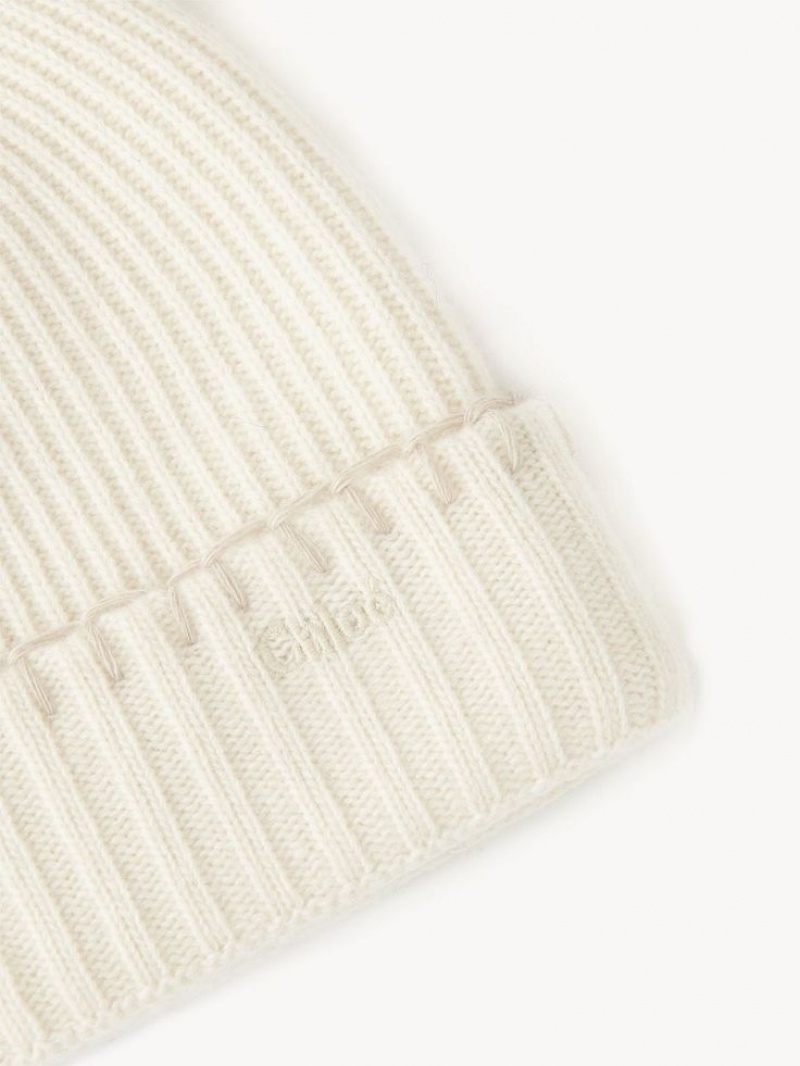 Sombreros Chloe Acanalado Knit Beanie Blancas | CHE-SR14473