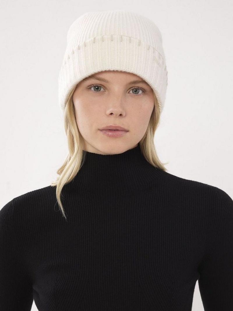 Sombreros Chloe Acanalado Knit Beanie Blancas | CHE-SR14473