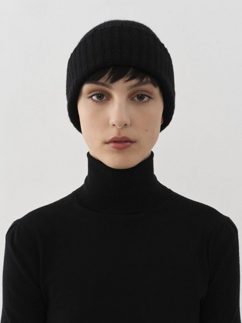 Sombreros Chloe Acanalado Knit Beanie Negras | CHE-SR14487