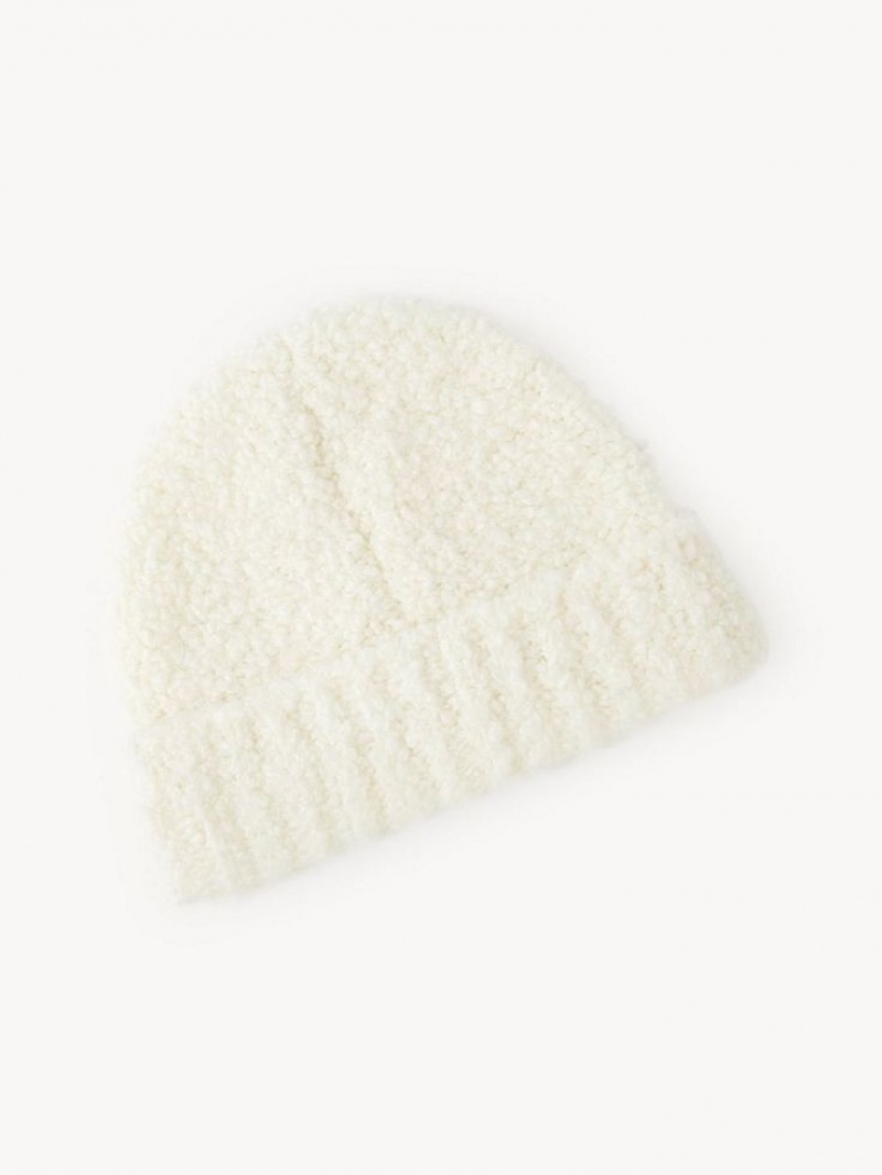 Sombreros Chloe Curly Knit Beanie Beige | CHE-SR14475