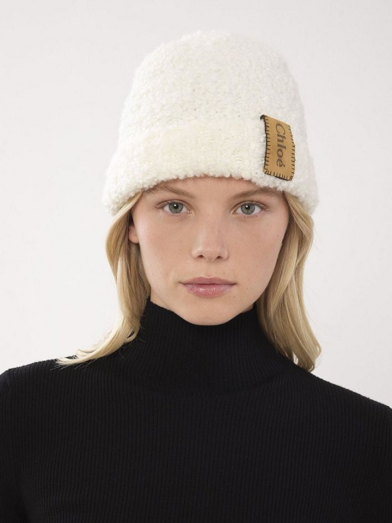 Sombreros Chloe Curly Knit Beanie Beige | CHE-SR14475