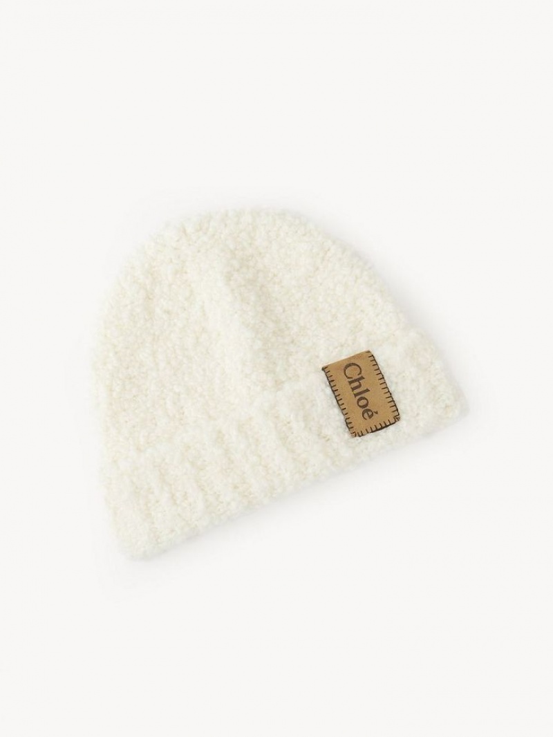 Sombreros Chloe Curly Knit Beanie Beige | CHE-SR14475