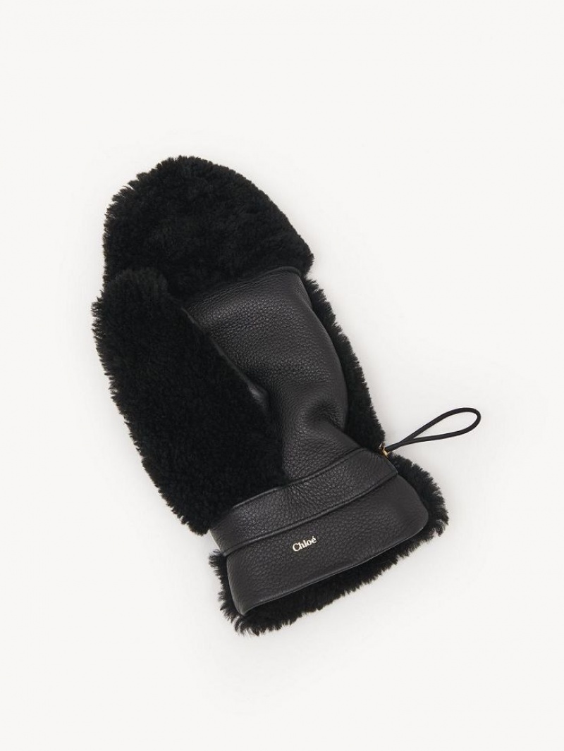 Sombreros Chloe Shearling Mittens Negras | CHE-SR14483