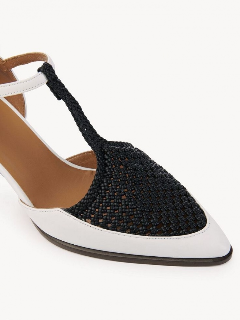 Tacones Chloe Olene Blancas Negras | CHE-SR14262