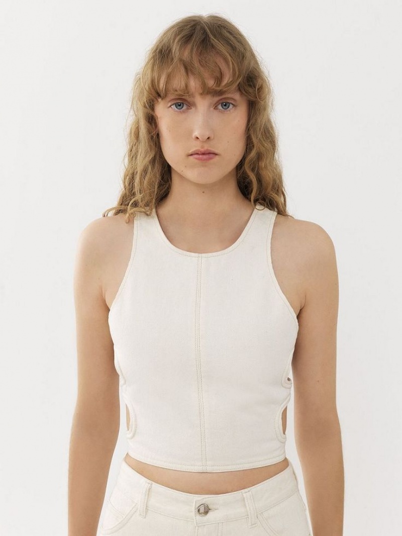 Tops Chloe Cropped Blancas | CHE-SR13880