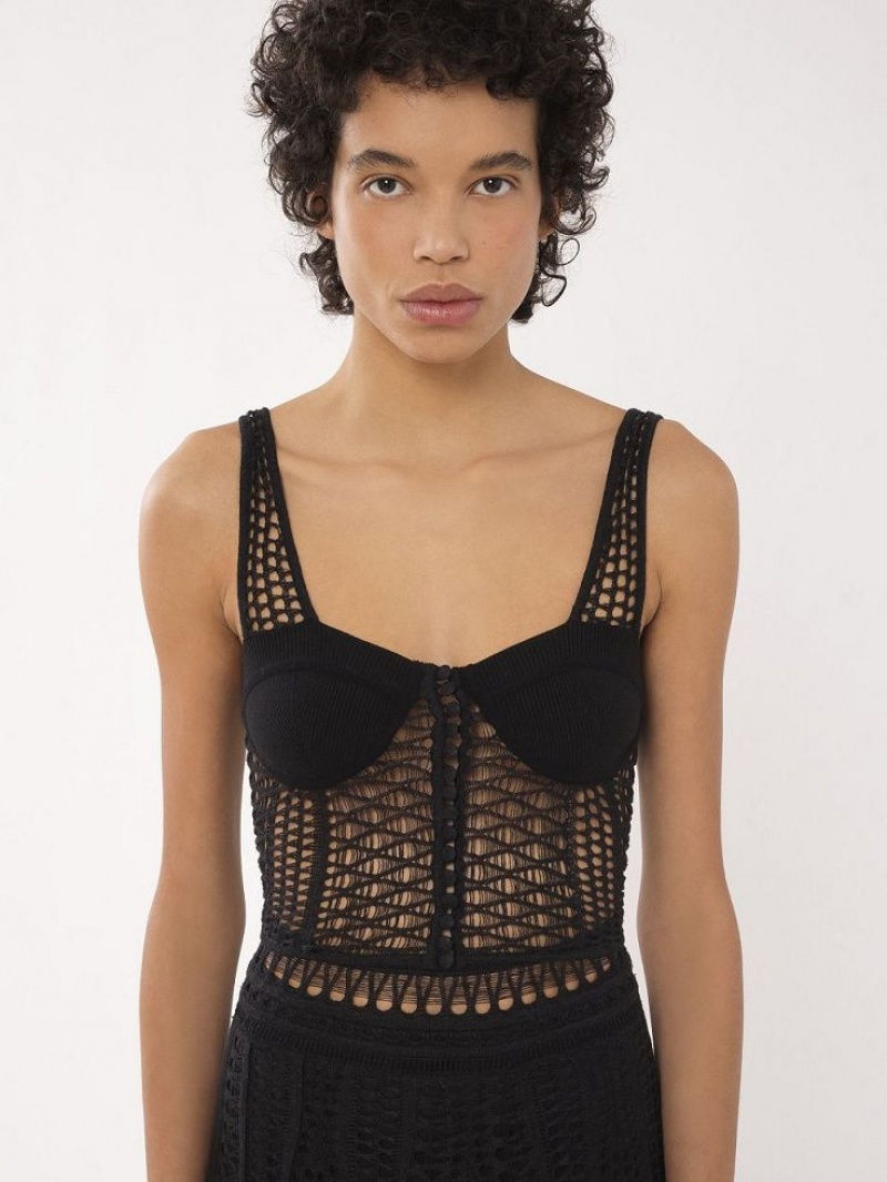 Tops Chloe De Punto Bustier Negras | CHE-SR13890