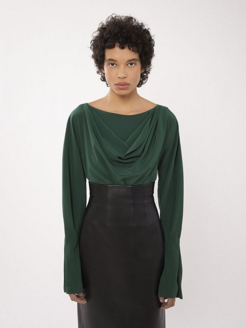 Tops Chloe Draped Verde Oscuro | CHE-SR13905