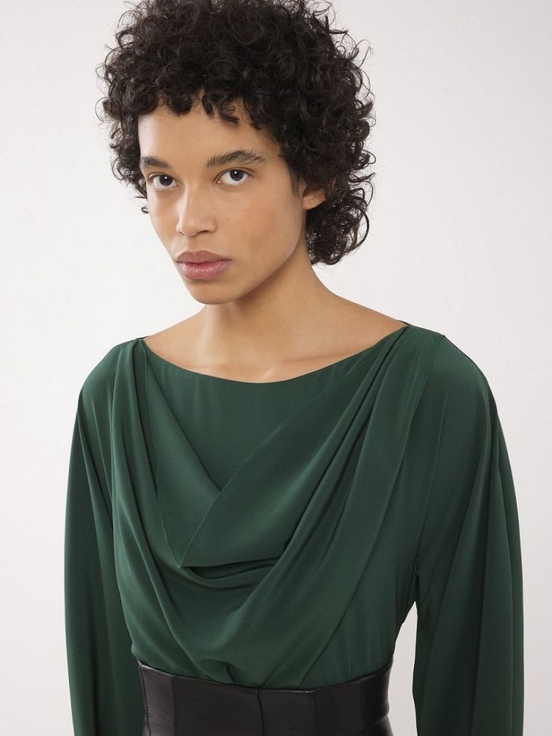 Tops Chloe Draped Verde Oscuro | CHE-SR13905