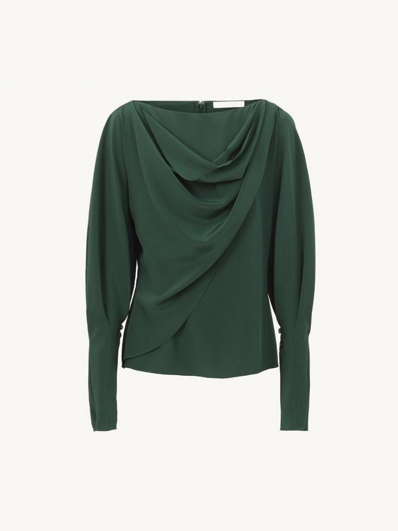 Tops Chloe Draped Verde Oscuro | CHE-SR13905