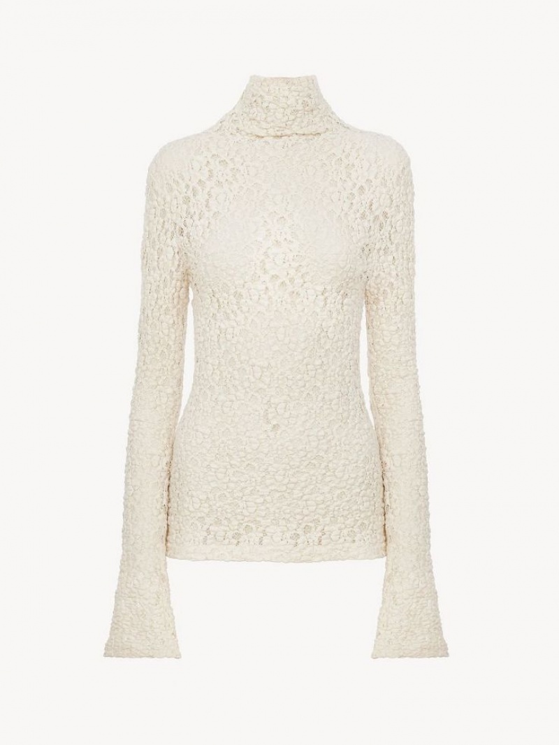 Tops Chloe Fitted Turtleneck Blancas | CHE-SR13908