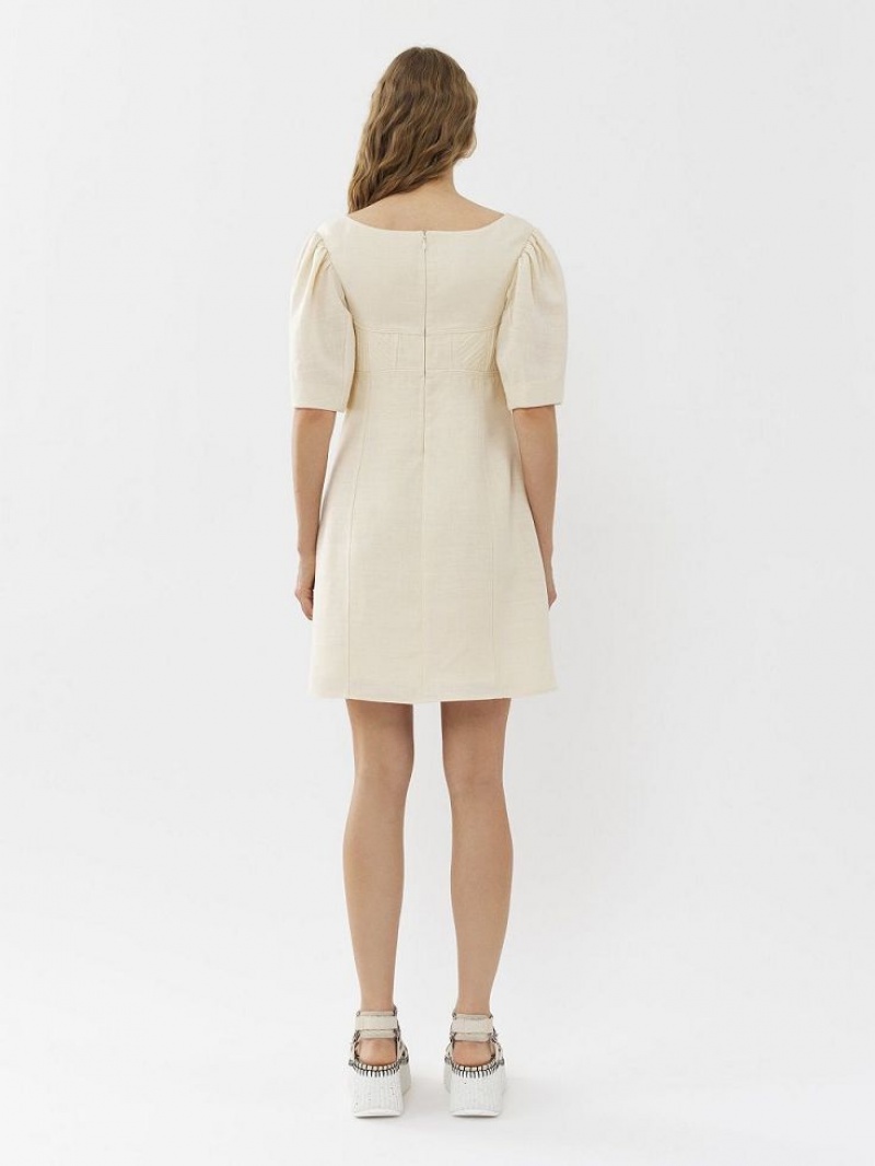 Vestido Chloe Barco-neck Mini Blancas | CHE-SR13836