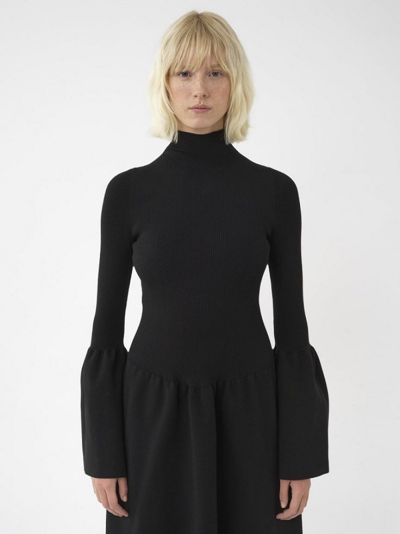 Vestido Chloe Mock-neck Knit Negras | CHE-SR13861