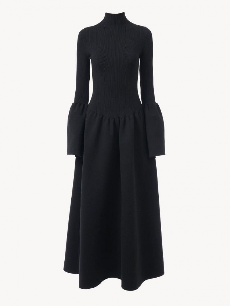 Vestido Chloe Mock-neck Knit Negras | CHE-SR13861