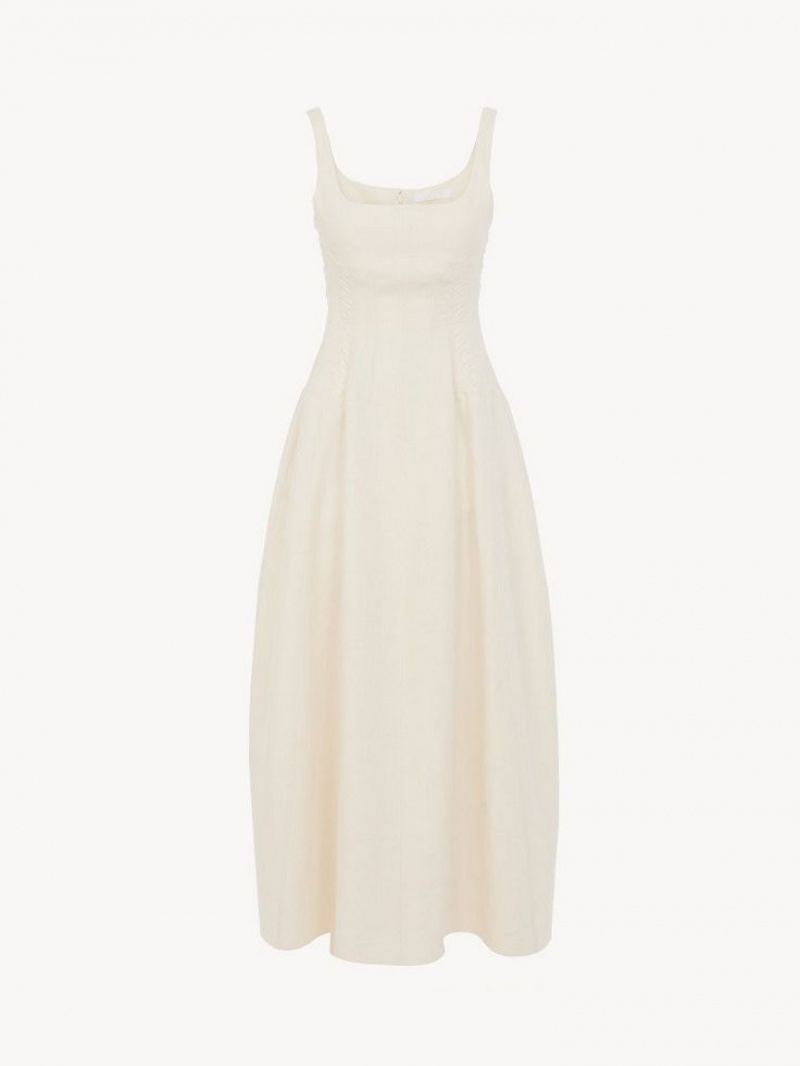 Vestido Chloe Sin Manga Midi Blancas | CHE-SR13843