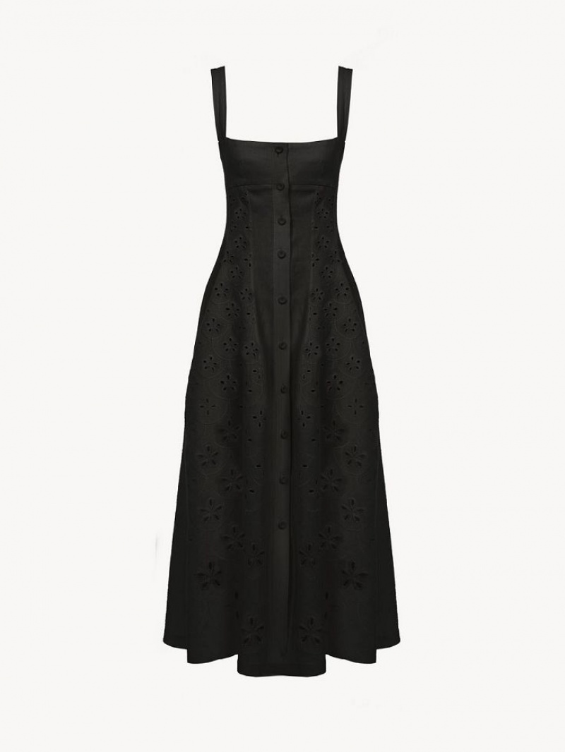 Vestido Chloe Sin Manga Midi Negras | CHE-SR13846