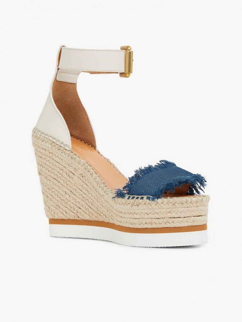 Wedge Chloe Glyn Fringed Alpargata Azules Oscuro | CHE-SR14827