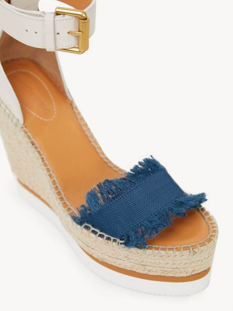 Wedge Chloe Glyn Fringed Alpargata Azules Oscuro | CHE-SR14827