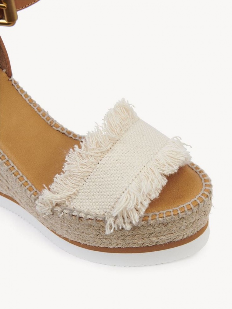 Wedge Chloe Glyn Fringed Alpargata Blancas | CHE-SR14842