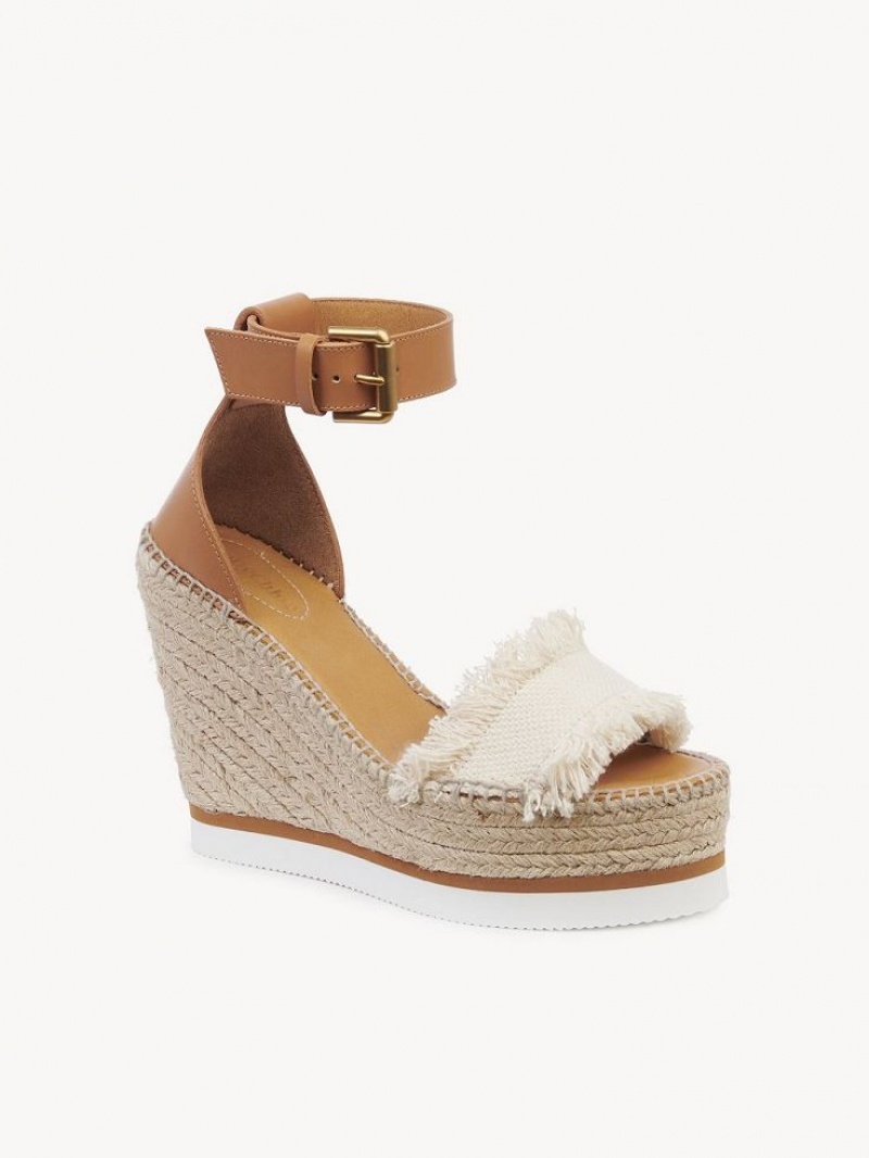 Wedge Chloe Glyn Fringed Alpargata Blancas | CHE-SR14842