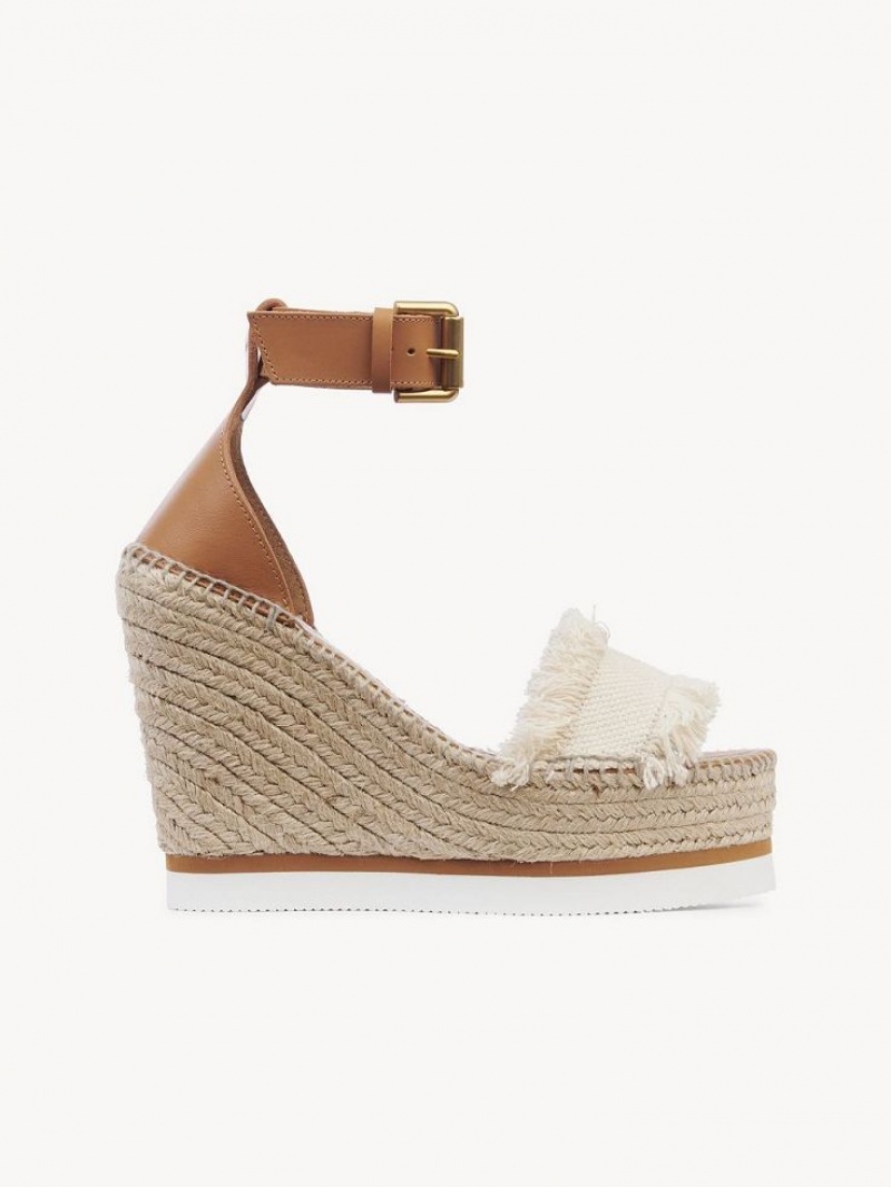 Wedge Chloe Glyn Fringed Alpargata Blancas | CHE-SR14842