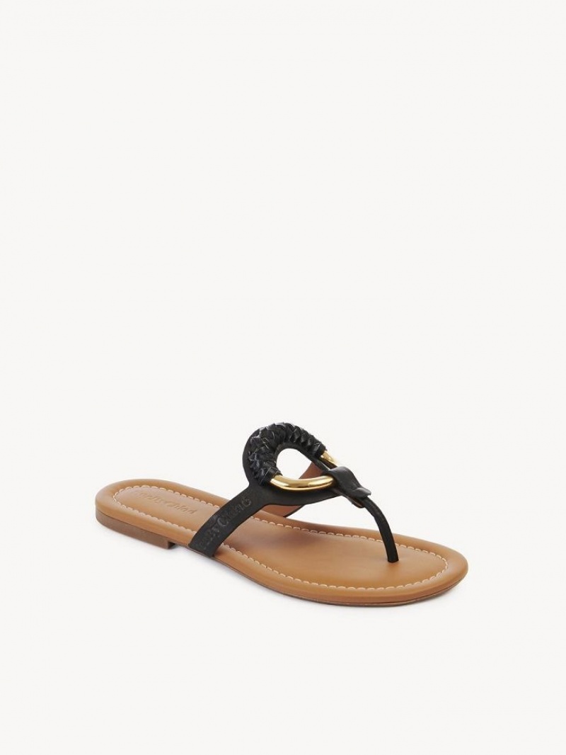 Zapatos Planos Chloe Hana Flip Flops Negras | CHE-SR14830