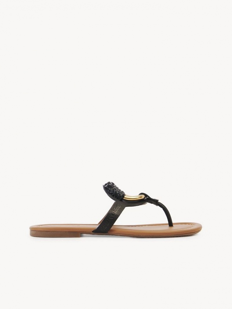 Zapatos Planos Chloe Hana Flip Flops Negras | CHE-SR14830